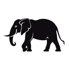 black silhouette of an elephant - isolated on white background (Generative AI)