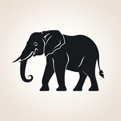 Obraz premium black silhouette of an elephant - isolated on white background (Generative AI)