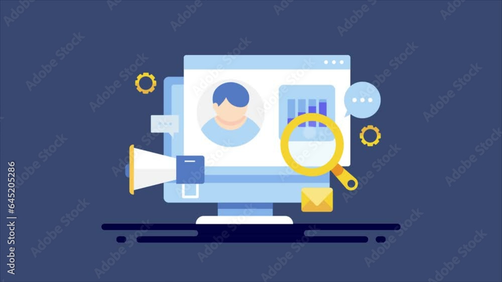 Poster customer profile analytics data management with crm software system, business client database, infor