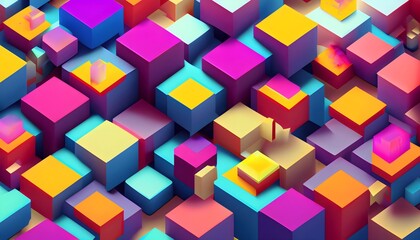 Fototapeta na wymiar abstract colorful background, 3d abstract wallpaper of colorful cubes and squares, pattern, geometric, design, illustration