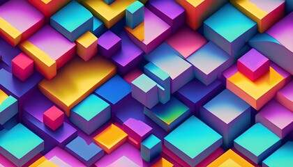 3d abstract background, abstract image of colorful squares and cubes, geometric abstract art, design, wallpaper, illustration, texture, shape, pink, purple, blue