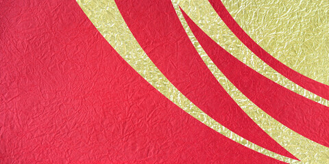 金色と赤の和紙の背景（波型模様）（合成画像）