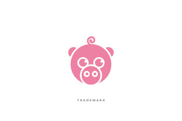 Cute Hog Pig Animals Vector Logo