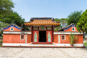 Building view of the Temple of the Five Concubines (Wufei Temple) in Tainan, Taiwan.