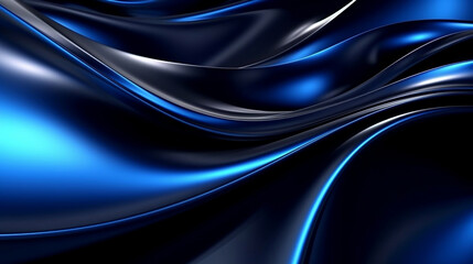 Wavy smooth blue chrome surface, shiny dynamic metalic wave, futuristic and creativity concept 3d illustration, modern abstract background.