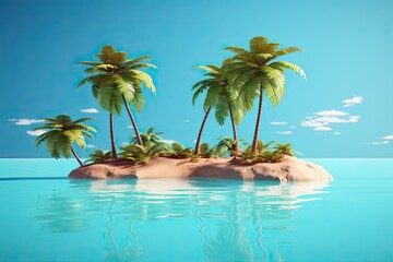 Obraz premium 3d illustration of pool with beach sand on surface. tropical island isolated