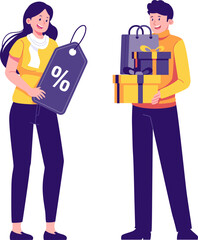 Black Friday Character Illustration