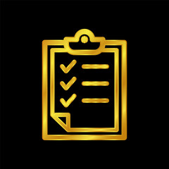 gold colored check list icon