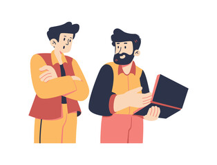 office colleagues meeting scene flat style illustration