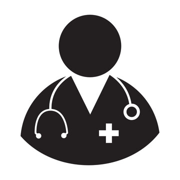illustration of a person with a symbol of peace, doctor icon, vector illustration, Physician doctor - a provider of patient care flat icon for apps and websites