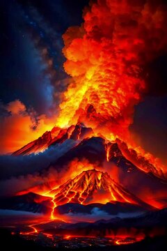Mount eruption shot close up