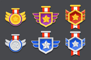 Set Collection of Medal and Trophy Element