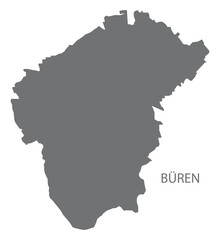 Büren German city map grey illustration silhouette shape