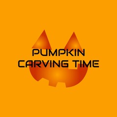 Composite of pumpin carving time text and halloween pumpkin on orange background