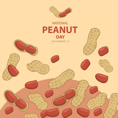 National Peanut Day on september 13, with vector illustration some peanut and text isolated on abstract background for commemorate and celebrate National Peanut Day.