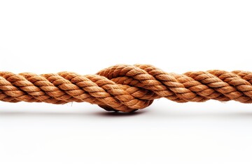Ship ropes with knot isolated on white background, closeup