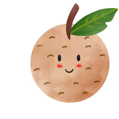 Cute cartoon drawing of Longan fruit