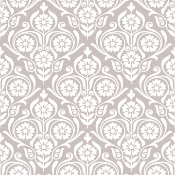 Seamless vector rich damask wallpaper pattern design