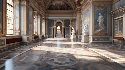 Obraz premium GPS-enabled virtual museum guide, offering real-time insights and interactive experiences as you explore historical exhibits. Discover the past through cutting-edge technology.. Generated by AI.