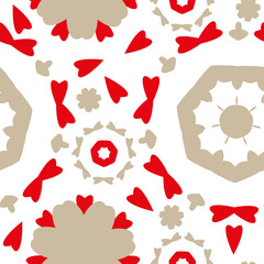 Abstract background of red and beige shapes.