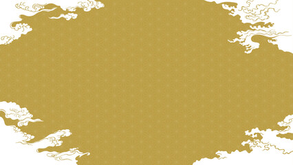 金色の和風雲デザイン背景 - 645216236