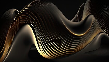 a black and gold abstract design on a black background, an abstract sculpture, generative art, iPhone 15 background, very detailed curve, vertical composition, magnetic waves