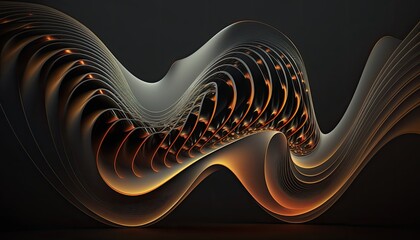 a black and gold abstract design on a black background, an abstract sculpture, generative art, iPhone 15 background, very detailed curve, vertical composition, magnetic waves