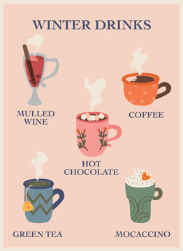 Cute Set Of Winter Drinks