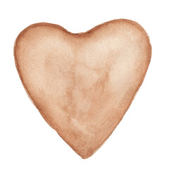 Watercolor illustration of brown heart for Valentine's Day decoration. Black lives matter.