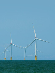 View of the Offshore wind power systems off the western coast of Taiwan.