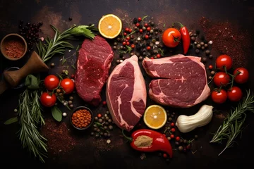 Fotobehang Food background for carnivore diet. Generative AI © Meliora