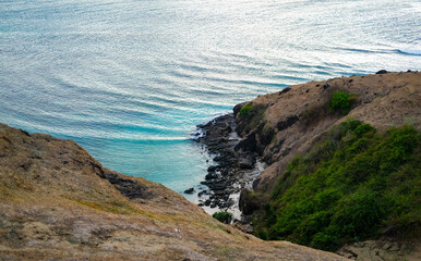 incredible views across the coastline at the top of Bukit Merese Hill, Merese Hill is a location to see the sunrise and sunset in Lombok, coast of the sea, beach and sea, view of the, kuta mandalika