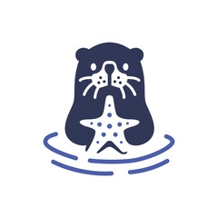 sea otter star fish logo vector icon mascot illustration - 645219005