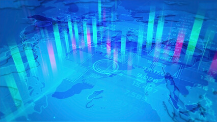 Global digital business stock market bar chart