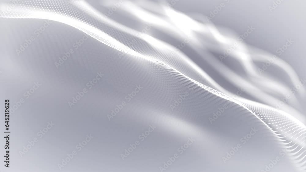 Aufkleber particles white wave cyber technology background loop. abstract seamless animation of mesh glowing d
