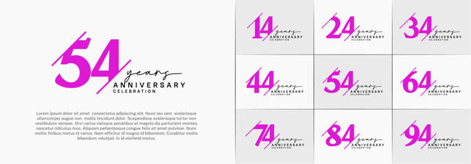 set of anniversary logo with purple and black color can be use for celebration