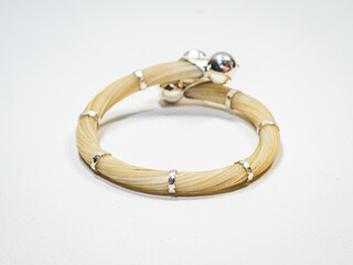 Silver and natural gemstone jewelry on white background