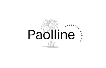 Floral logo element Botanical Hand Drawn Logo with Wild Flower and Leaves. Logo for spa and beauty salon, boutique, organic shop, wedding, floral designer, interior, photography, cosmetic