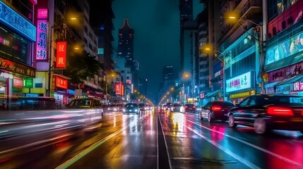 Fototapeta na wymiar traffic in hongkong at night,china.