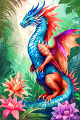 Mythological Chinese dragon. Zodiac sign and symbol of the New Year  - obrazy, fototapety, plakaty