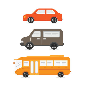 Cars transportation flat style vector illustration.