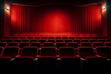 background with red seating in a theater. Generative AI