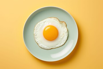 Top view of delicious breakfast of fried egg with yellow yolks