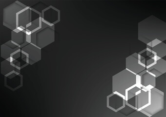 Dark hexagon abstract technology background.