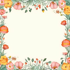 Fototapeta premium Beautiful page border with small flowers on the background. There is space for text.