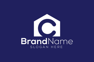 Obraz premium Trendy and minimal letter C home vector logo design