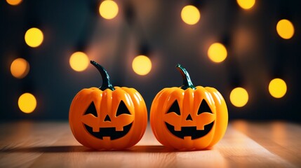 Fototapeta premium ハロウィンのかぼちゃ、余白・コピースペースのあるかわいい背景