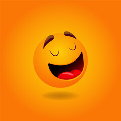 Cheerful, satisfied, smiling, happy, laughing Smile or Emoji. Emotions. Design element for advertising, posters, prints for clothing, banners, covers, children's products, websites, social networks
