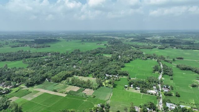 Aerial view of the countryside, Nilphamari, bangladesh