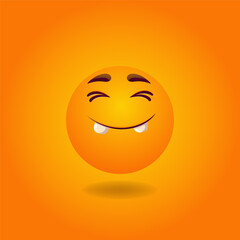 Cheerful, satisfied, smiling, happy, laughing Smile or Emoji. Emotions. Design element for advertising, posters, prints for clothing, banners, covers, children's products, websites, social networks
